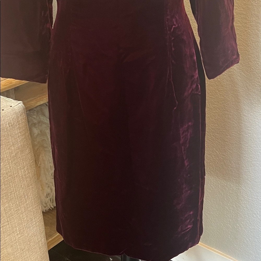David Fielden Vintage Burgundy Velvet Midi Dress Size 12 - Picture 3 of 7